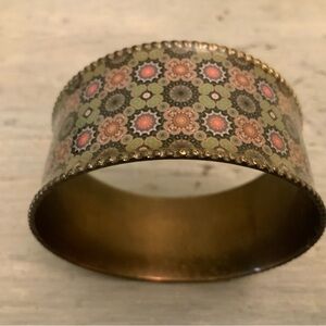 Vintage Boho Enamel Metal Cuff Bangle‎ Bracelet Good Condition